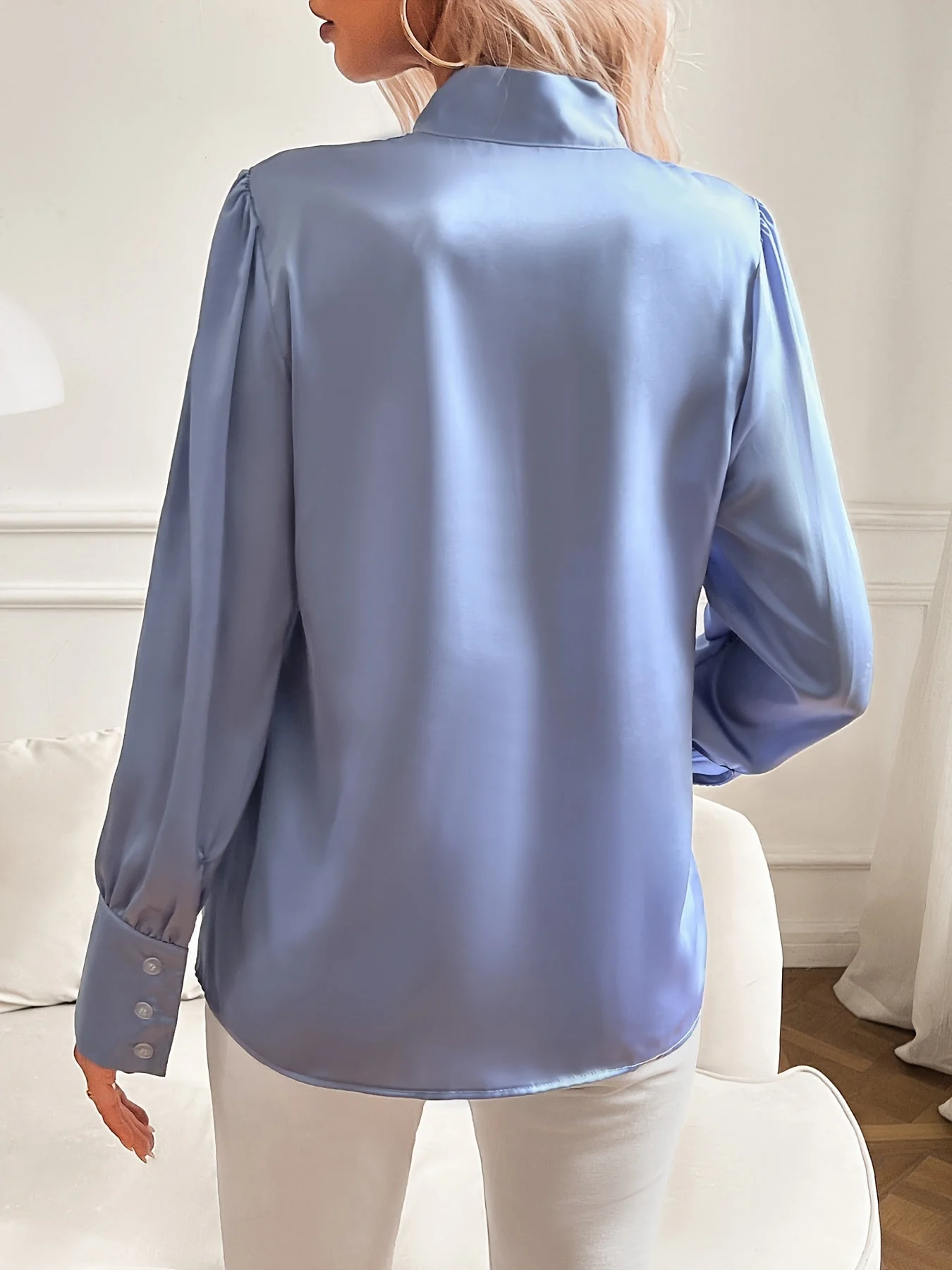 Damen Bluse | Strukturierte Ausführung mit Schleifenkragen - Image 4
