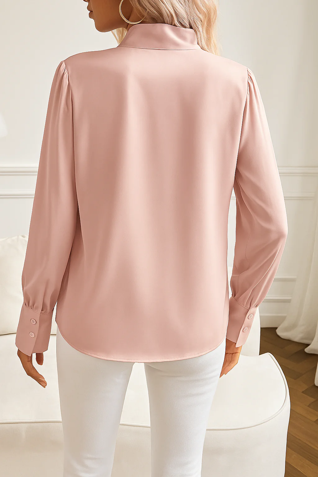 Damen Bluse | Strukturierte Ausführung mit Schleifenkragen - Image 5