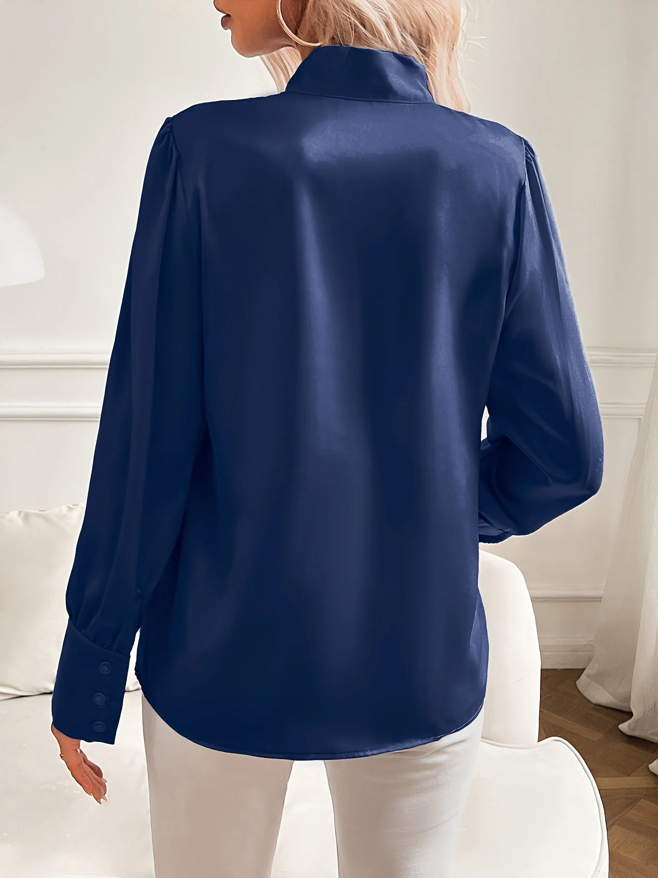Damen Bluse | Strukturierte Ausführung mit Schleifenkragen - Image 6