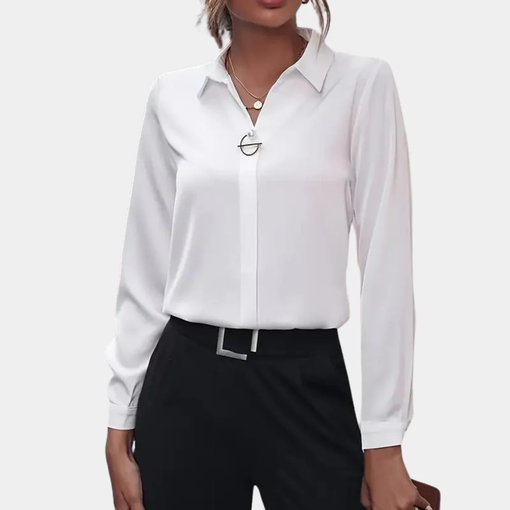 Damen Bluse | klassischer Kragen und lange Ärmel - Image 3