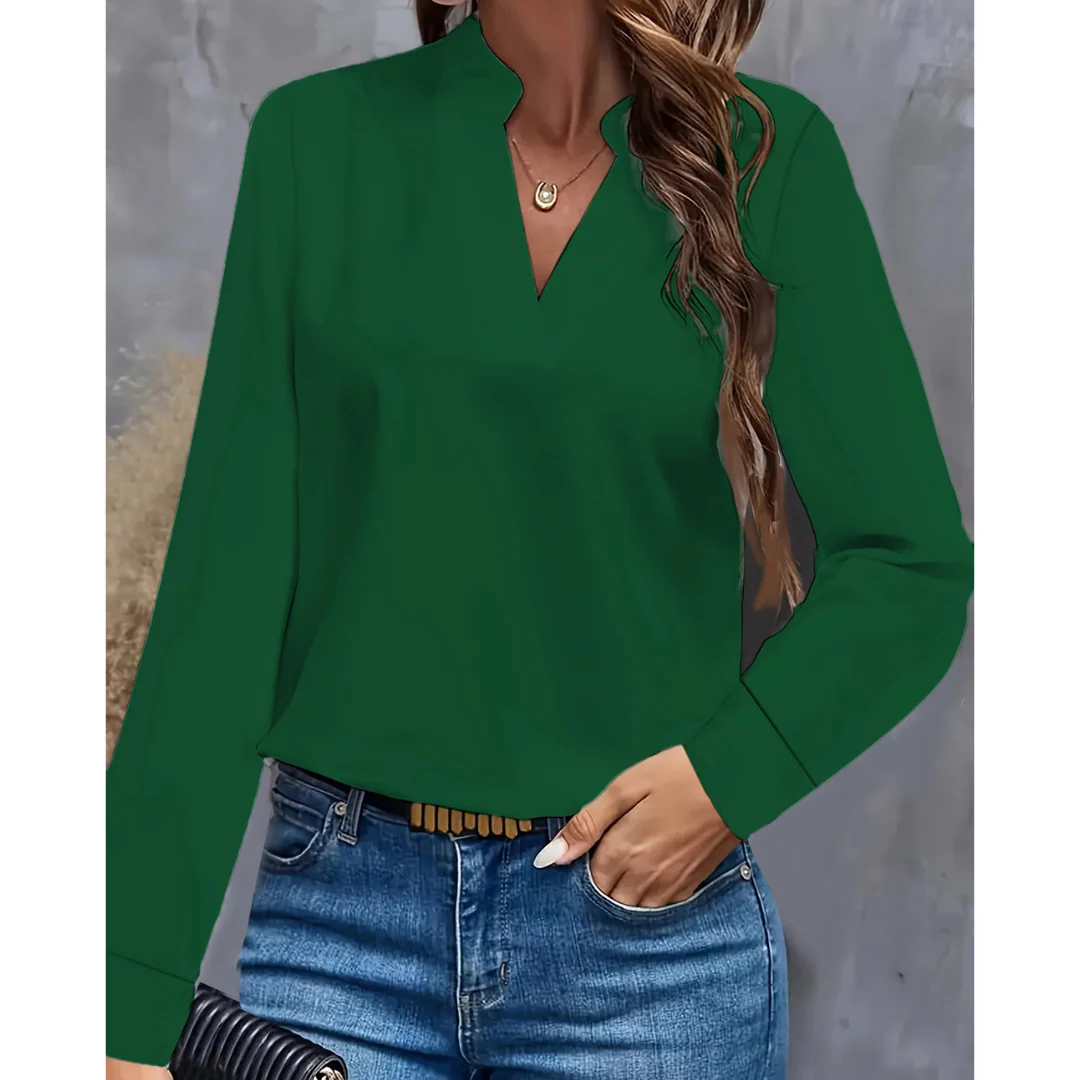 Damen Bluse Langarm | V-Ausschnitt und klare Frontgestaltung - Image 2