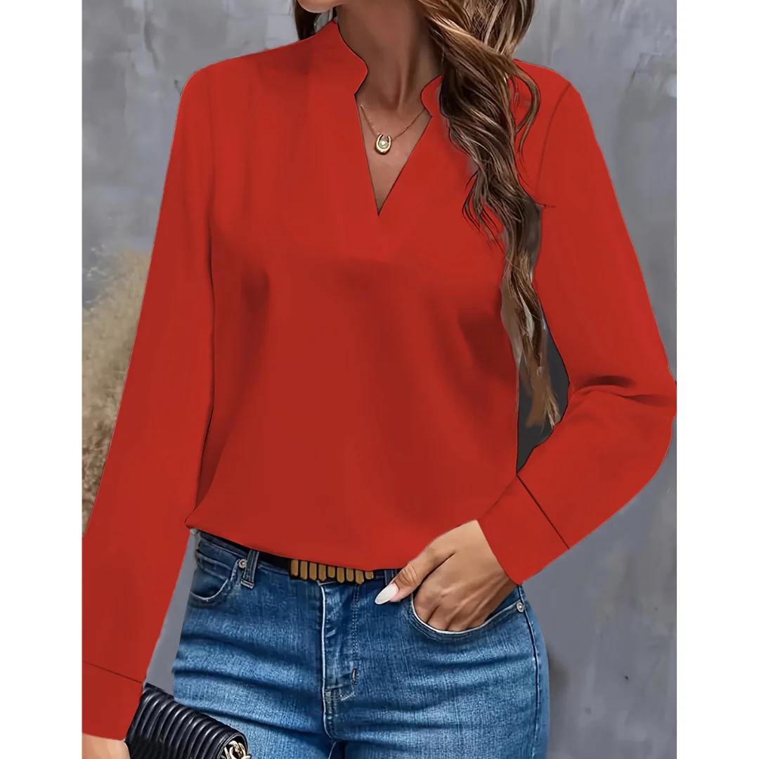 Damen Bluse Langarm | V-Ausschnitt und klare Frontgestaltung - Image 5