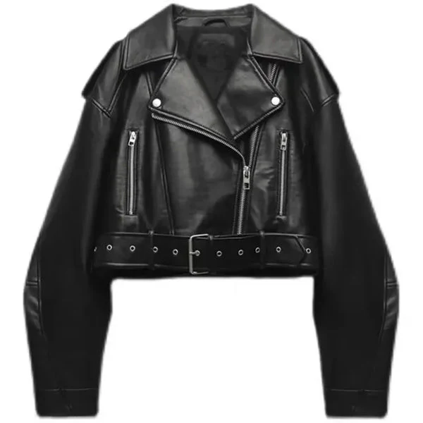 Damen Cropped Jacke | Kurz geschnittene Ausführung mit Gürtel
