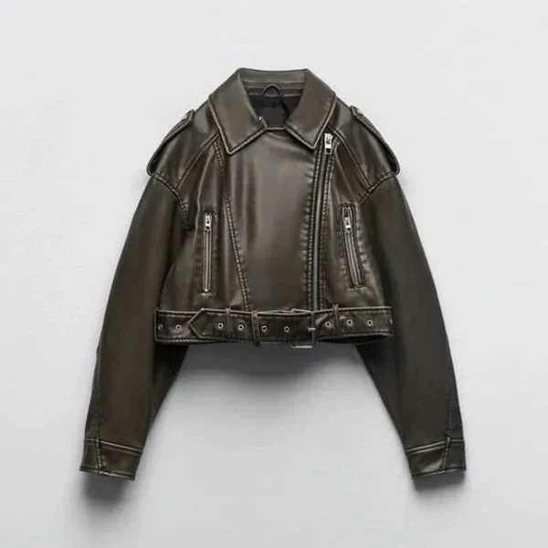 Damen Cropped Jacke | Kurz geschnittene Ausführung mit Gürtel - Image 2