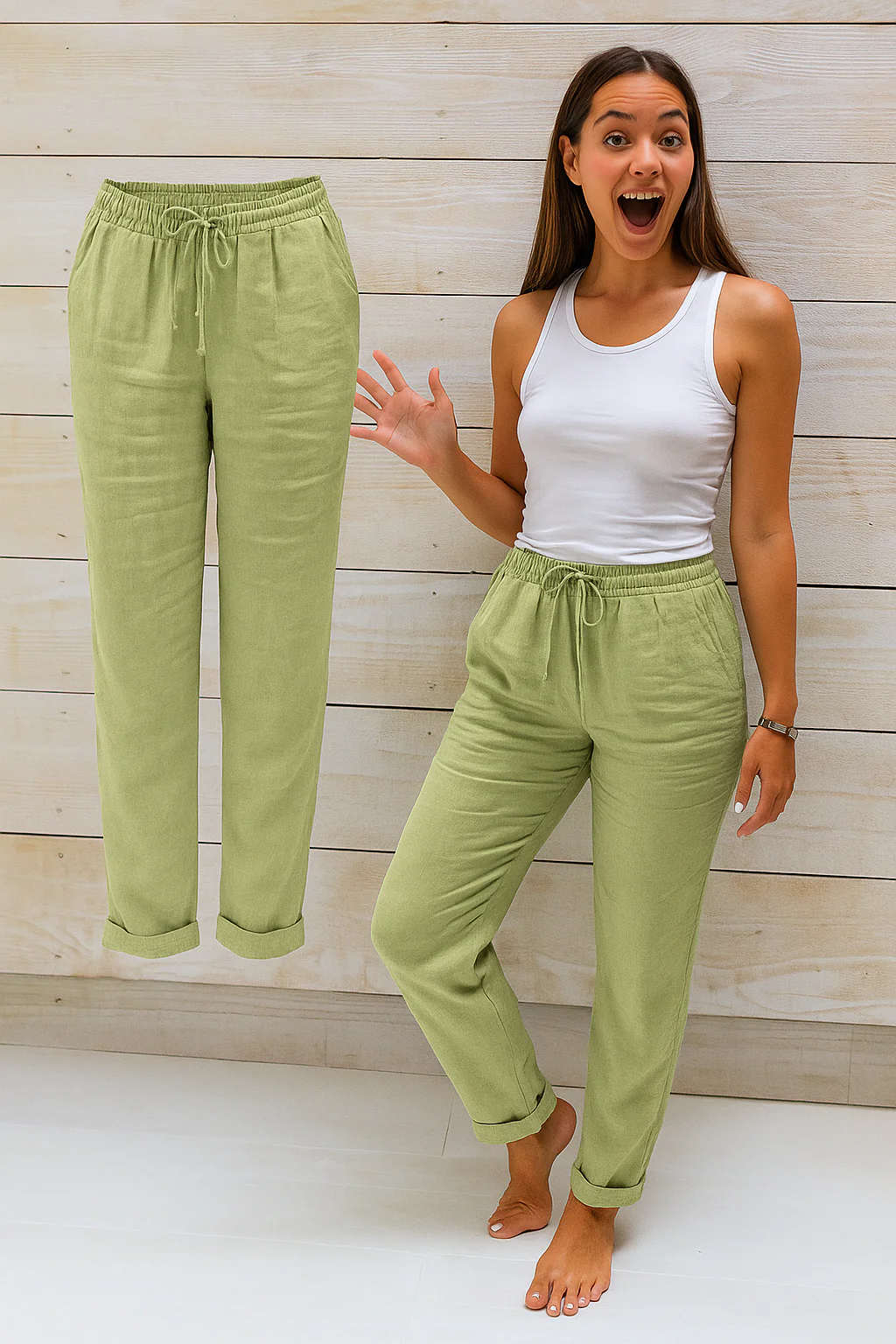Damen Hose | elastischer Bund und Seitentaschen