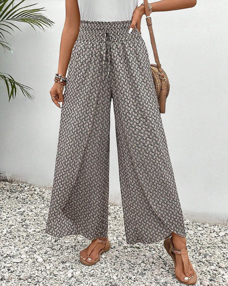 Damen Hose Sommer | hohe Taille und geometrisches Muster