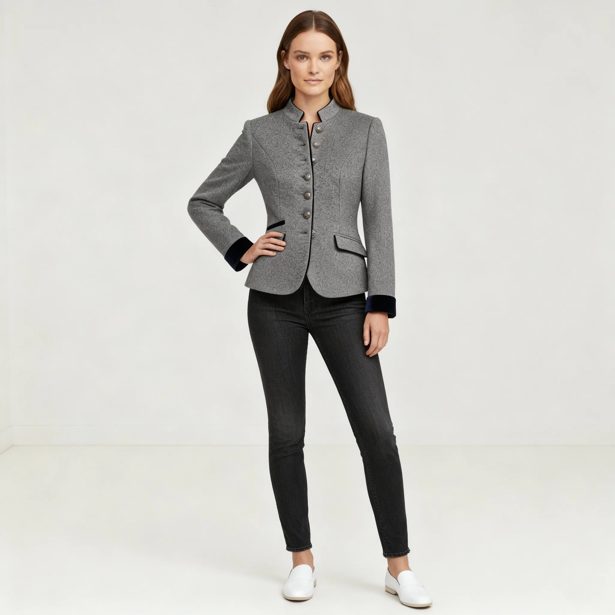 Damen Jacke | kastig geschnittene Jacke mit Mehrknopfverschluss - Image 3