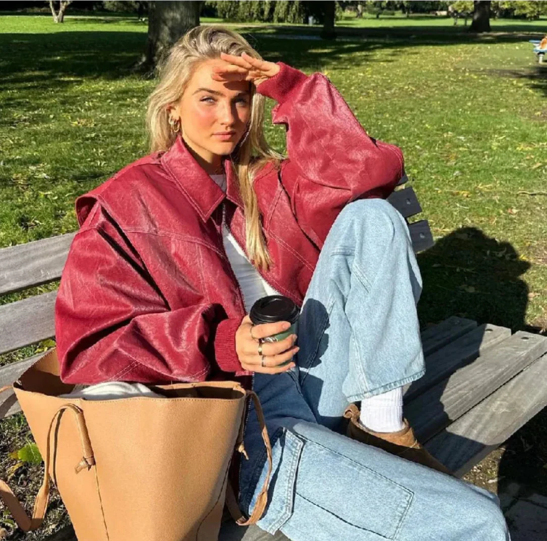 Damen Jacke | Weit geschnittene Ausführung in Rot - Image 4
