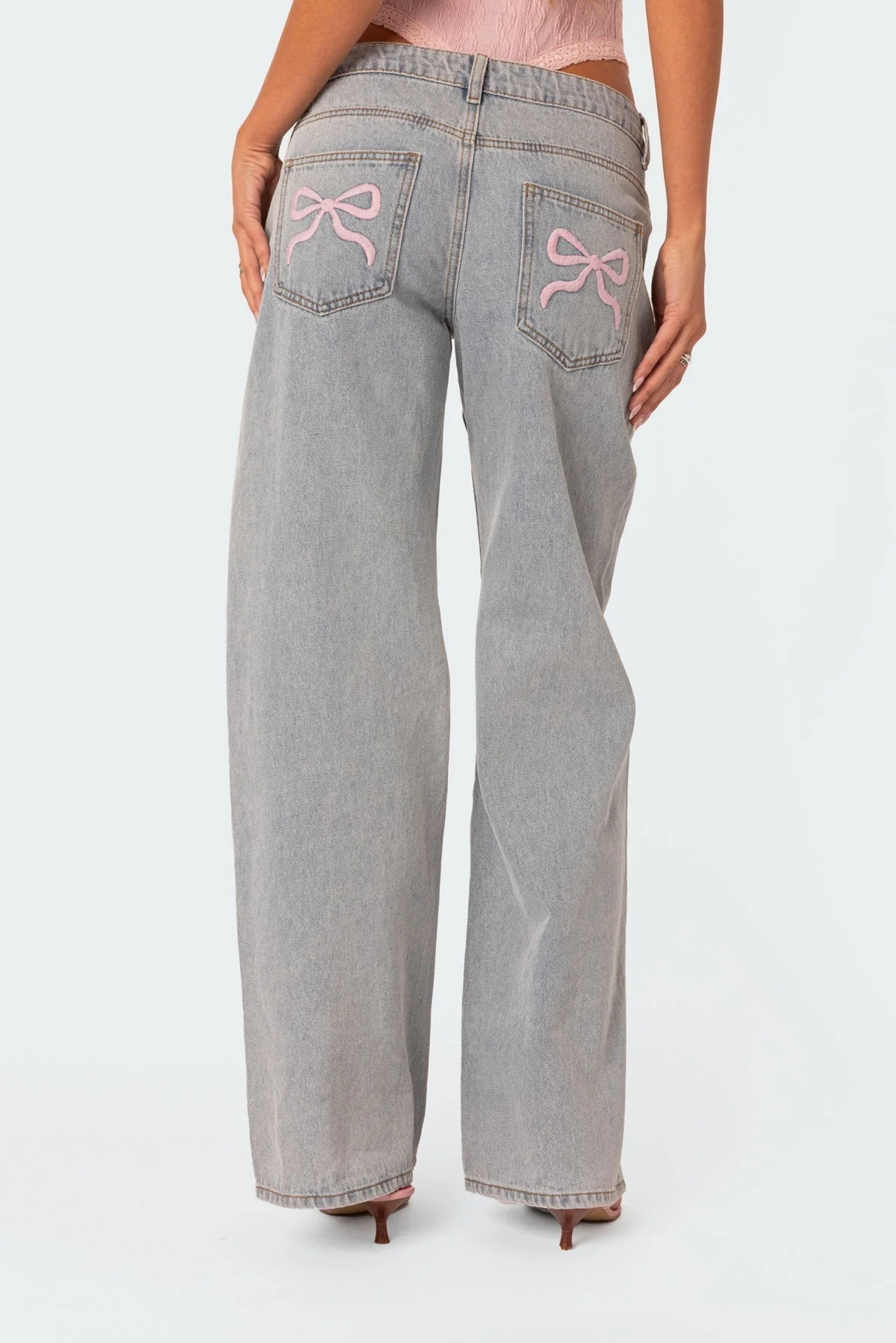 Damen Jeans | Weite Beine mit Schleifendetails am Bund - Image 2