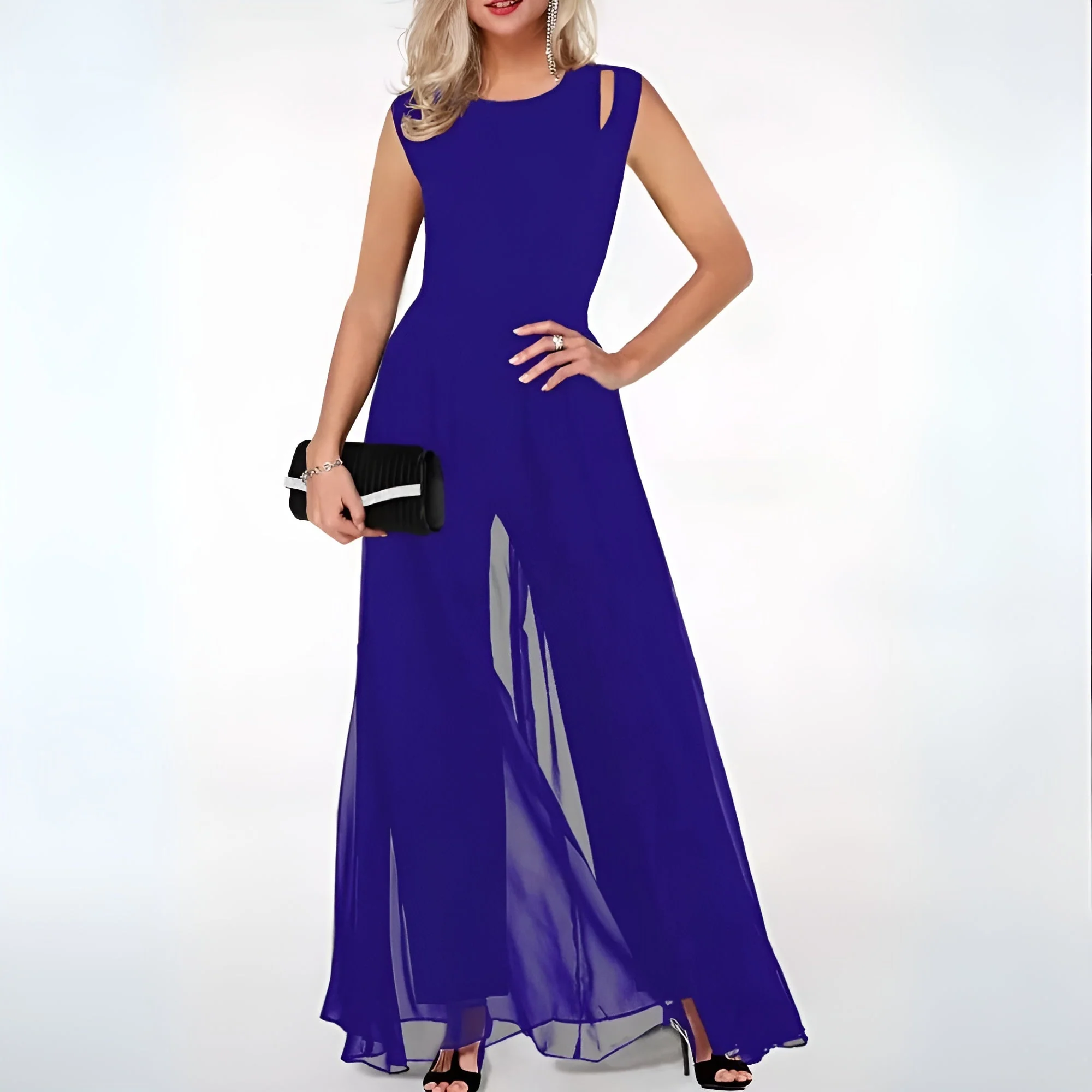 Damen Jumpsuit Ärmellos | weites Bein und lockerer Formverlauf - Image 4