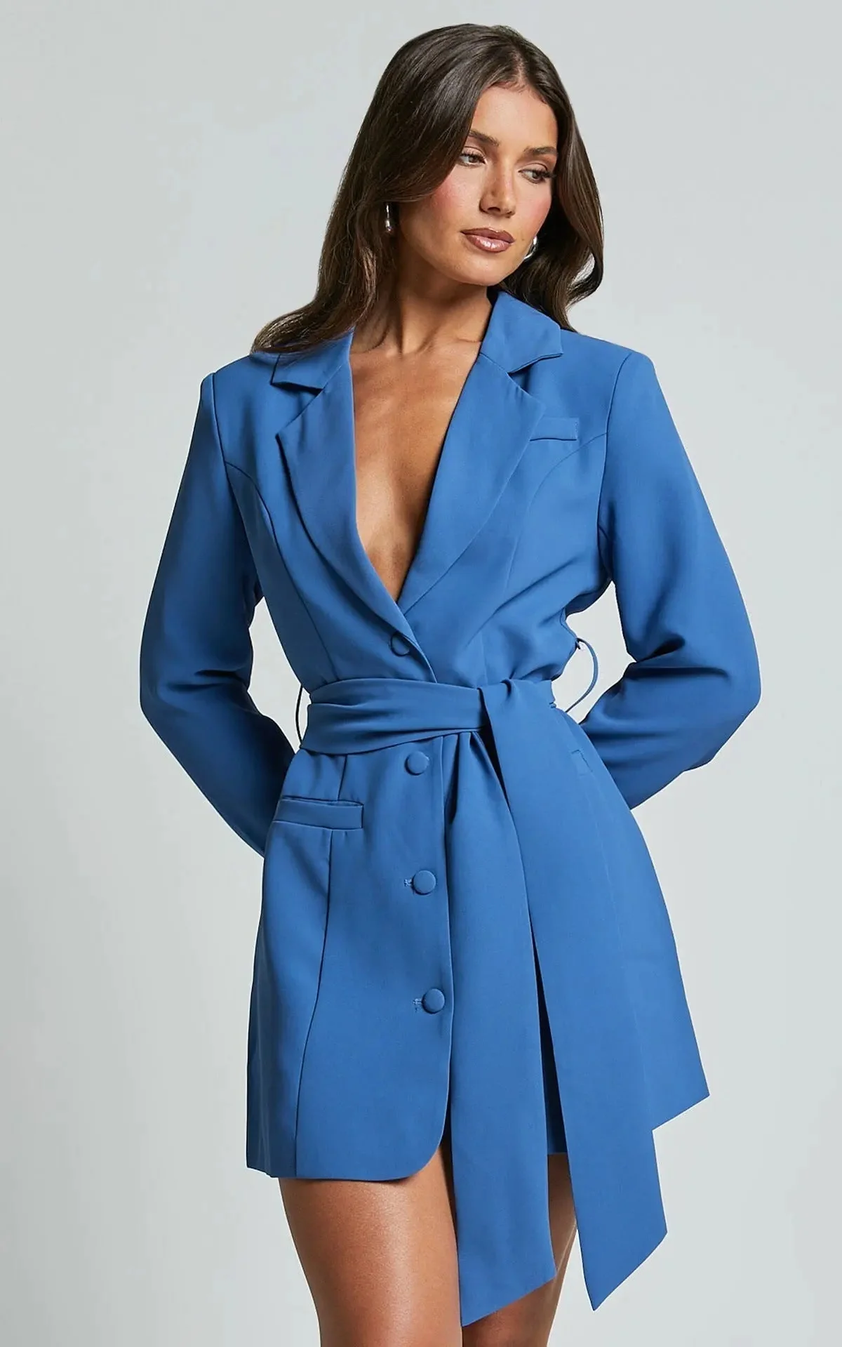 Damen Kleid | Blazer-Form mit Gürtel und gerade Linienführung - Image 3
