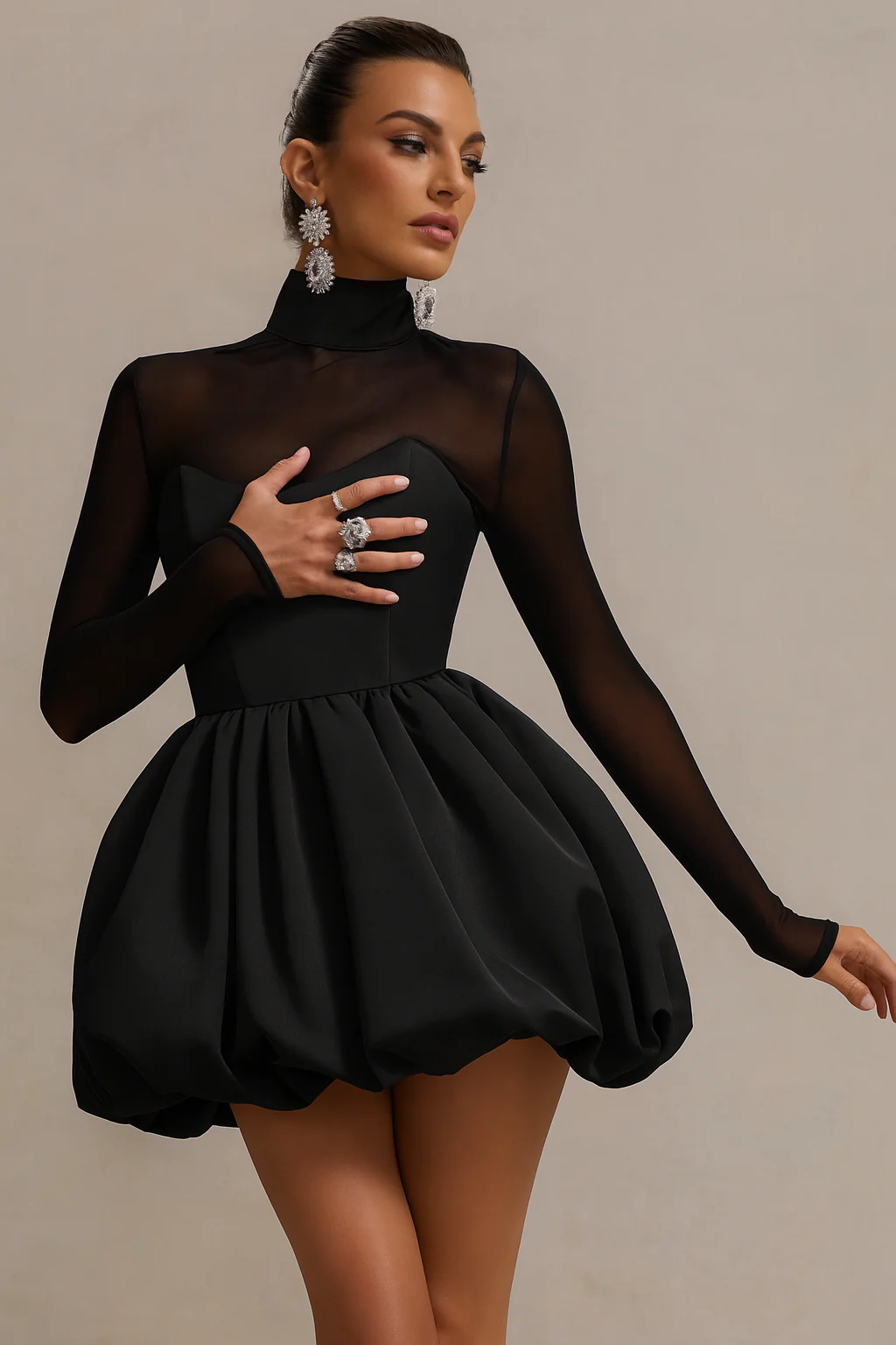 Damen Kleid | kurze Ausführung mit Volants und V-Ausschnitt - Image 3