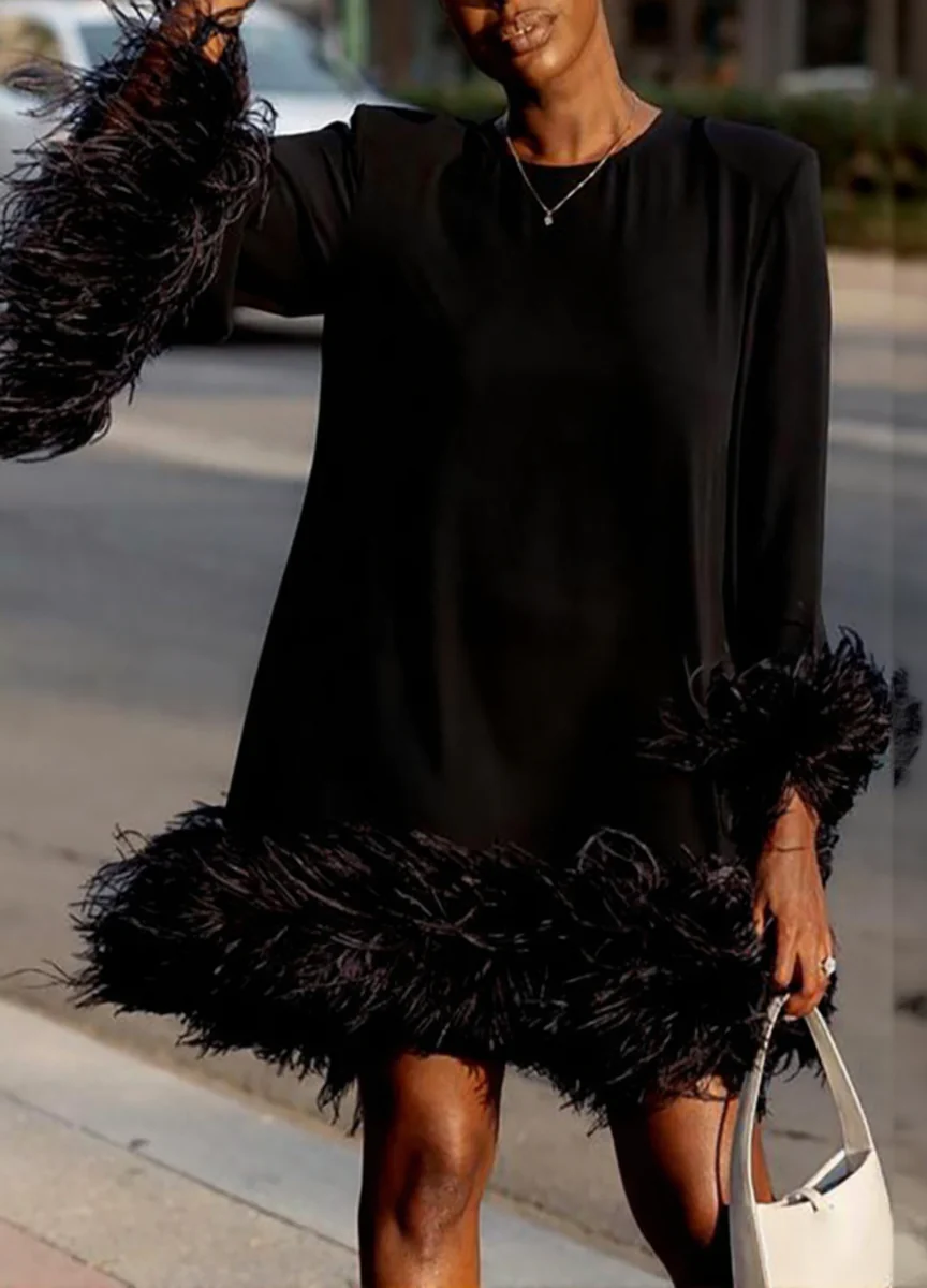 Damen Kleid | Kurze Linie mit Langarm und dekorativem Saumabschluss - Image 2