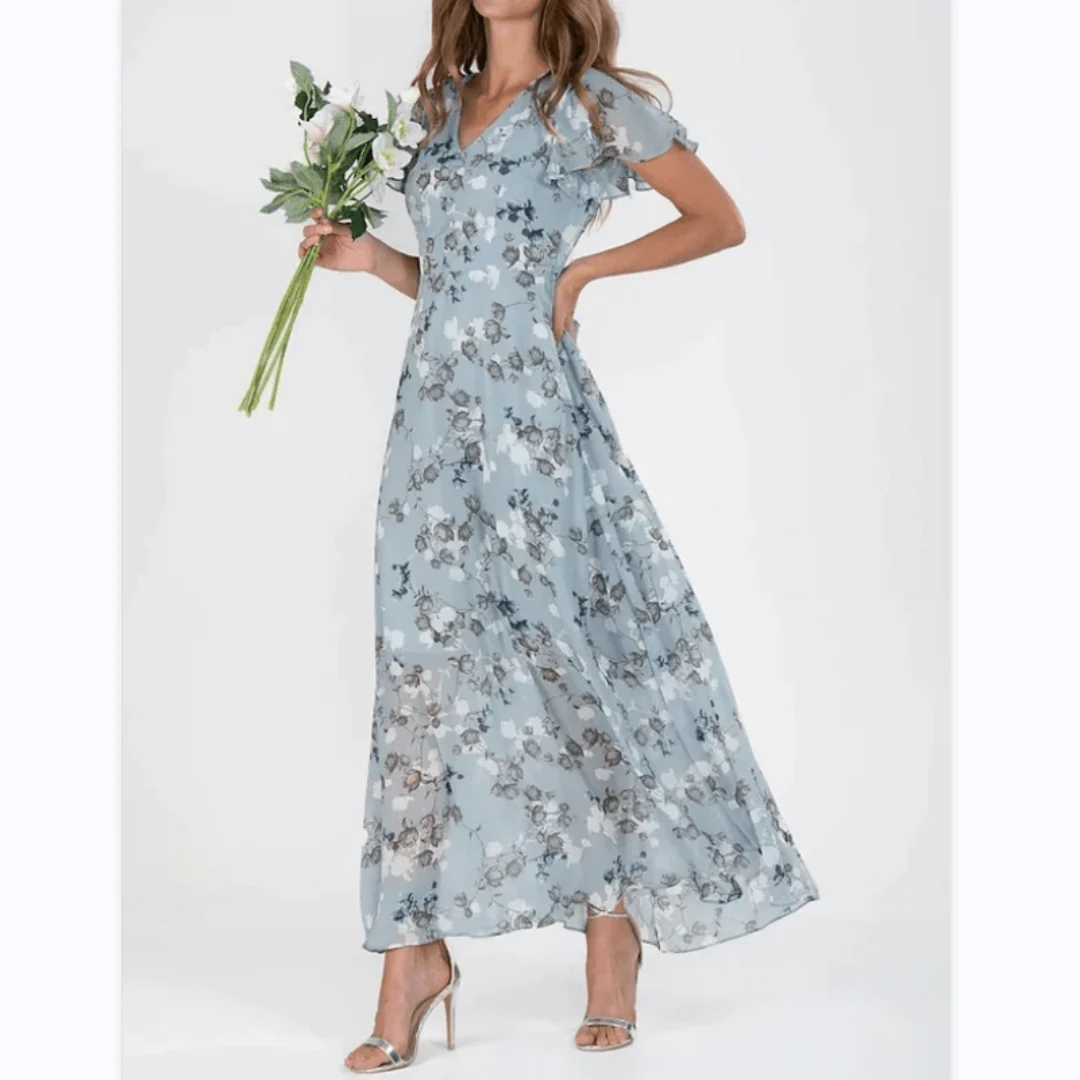 Damen Kleid Maxi | V-Ausschnitt und durchgehende Linienführung - Image 2