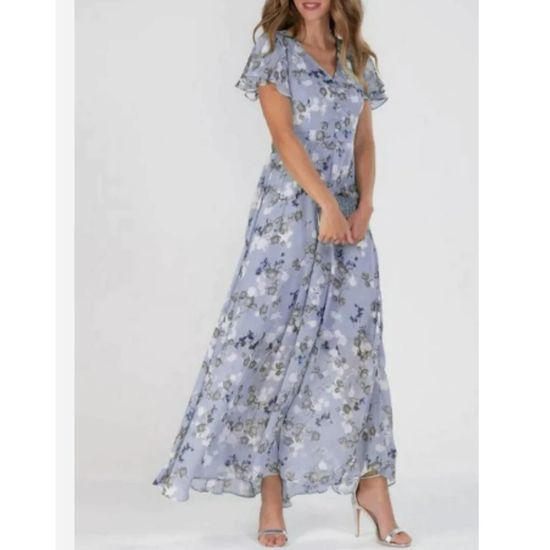 Damen Kleid Maxi | V-Ausschnitt und durchgehende Linienführung - Image 8