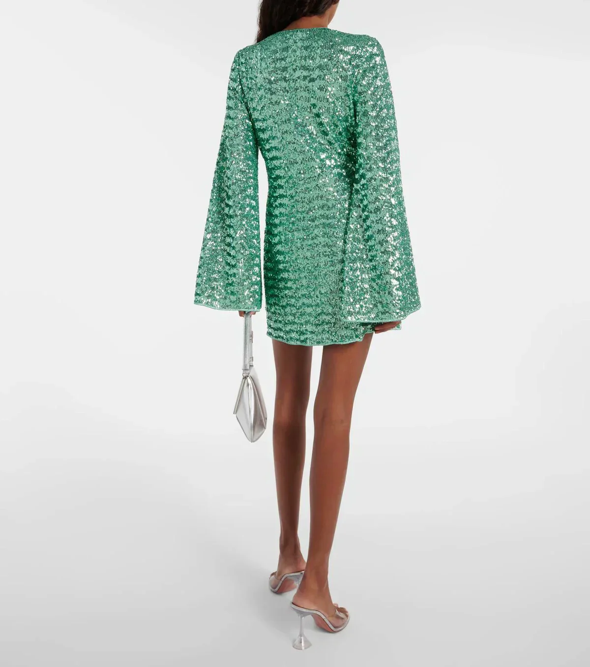 Damen Kleid | mini-Länge mit V-Ausschnitt und weiten Ärmeln - Image 5