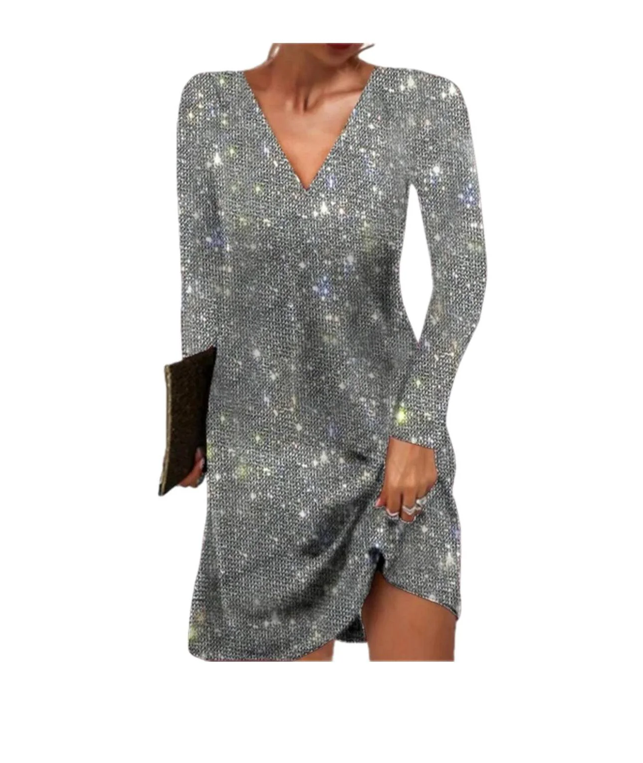 Damen Kleid | Kurze Form mit V-Ausschnitt und Langarm - Image 3