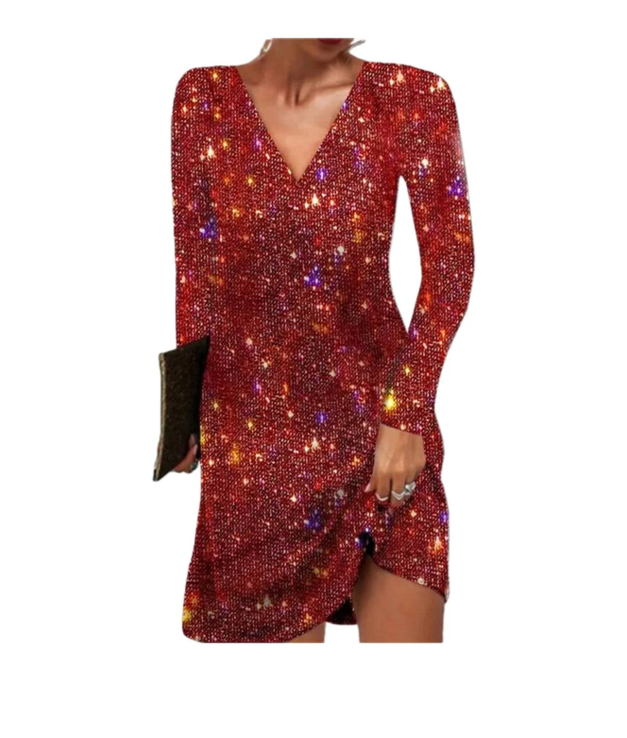 Damen Kleid | Kurze Form mit V-Ausschnitt und Langarm - Image 4