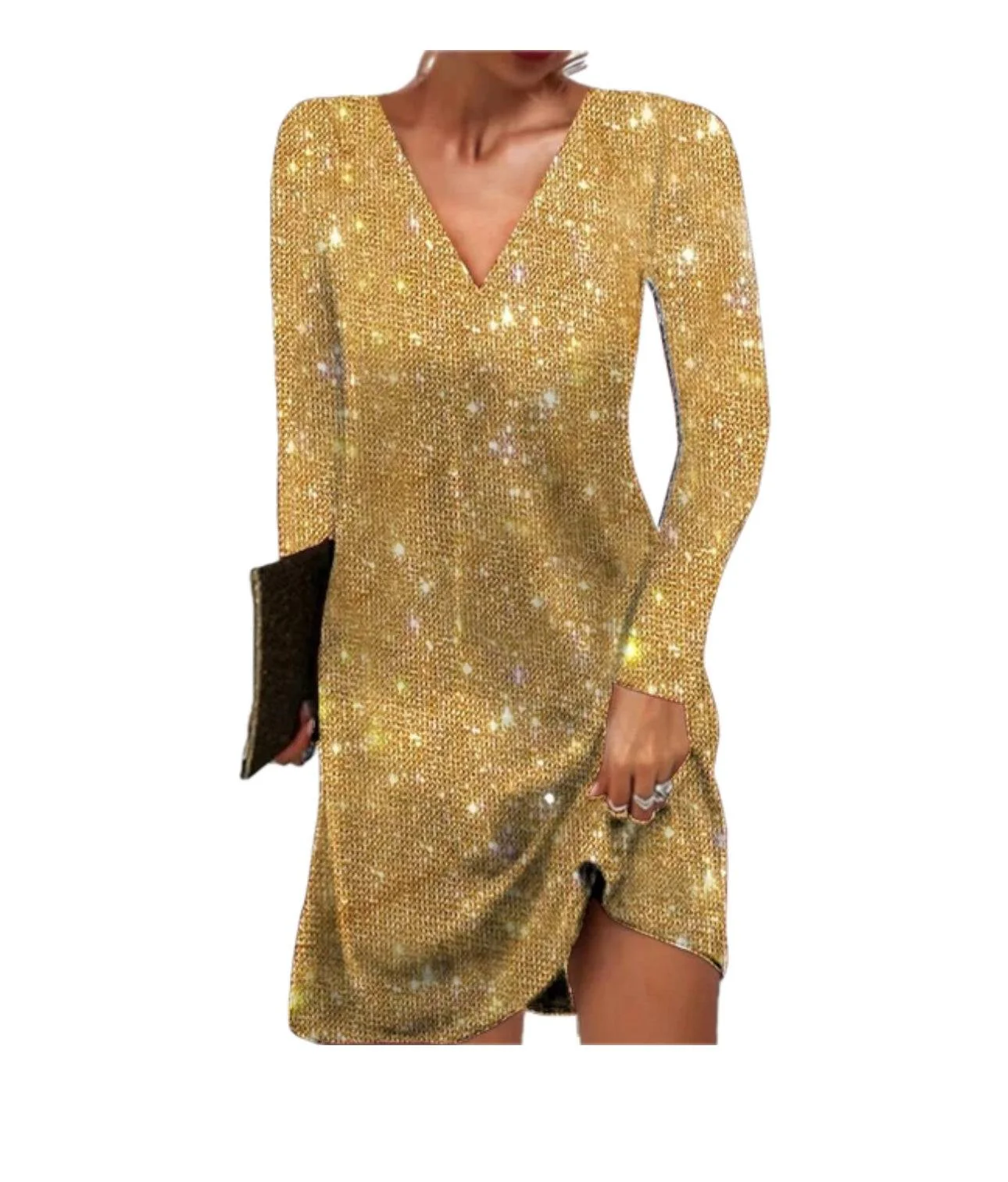 Damen Kleid | Kurze Form mit V-Ausschnitt und Langarm - Image 5