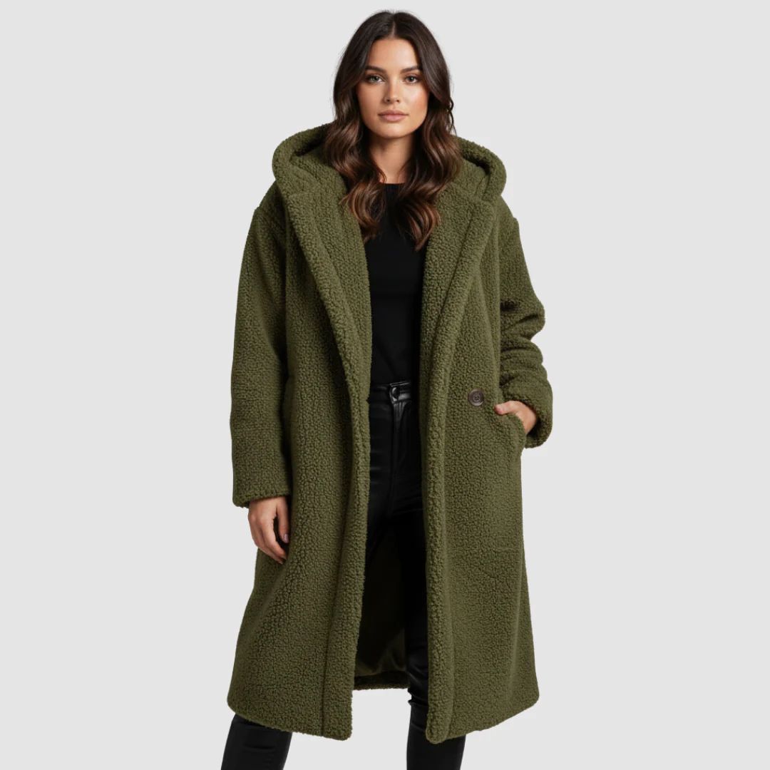 Damen Mantel | lang mit Kapuze und Taschen - Image 2