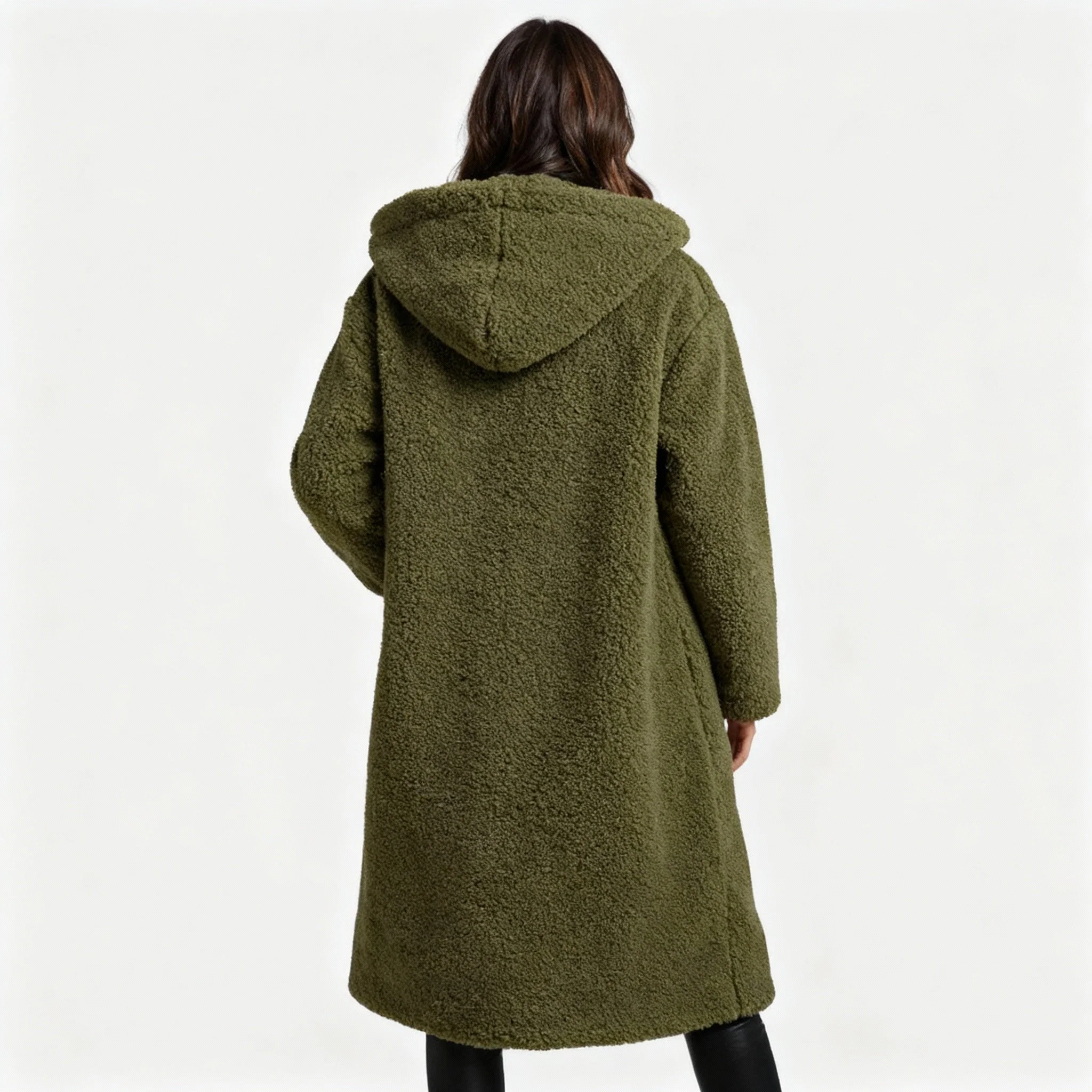 Damen Mantel | lang mit Kapuze und Taschen - Image 3