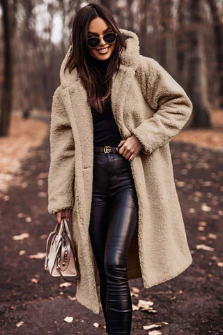 Damen Mantel | lang mit Kapuze und Taschen - Image 8