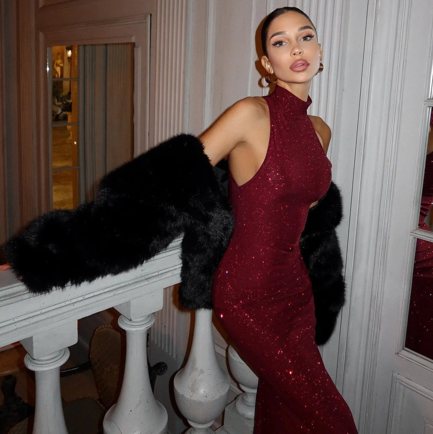 Damen Maxikleid | Festlich mit Pailletten in Rot - Image 6