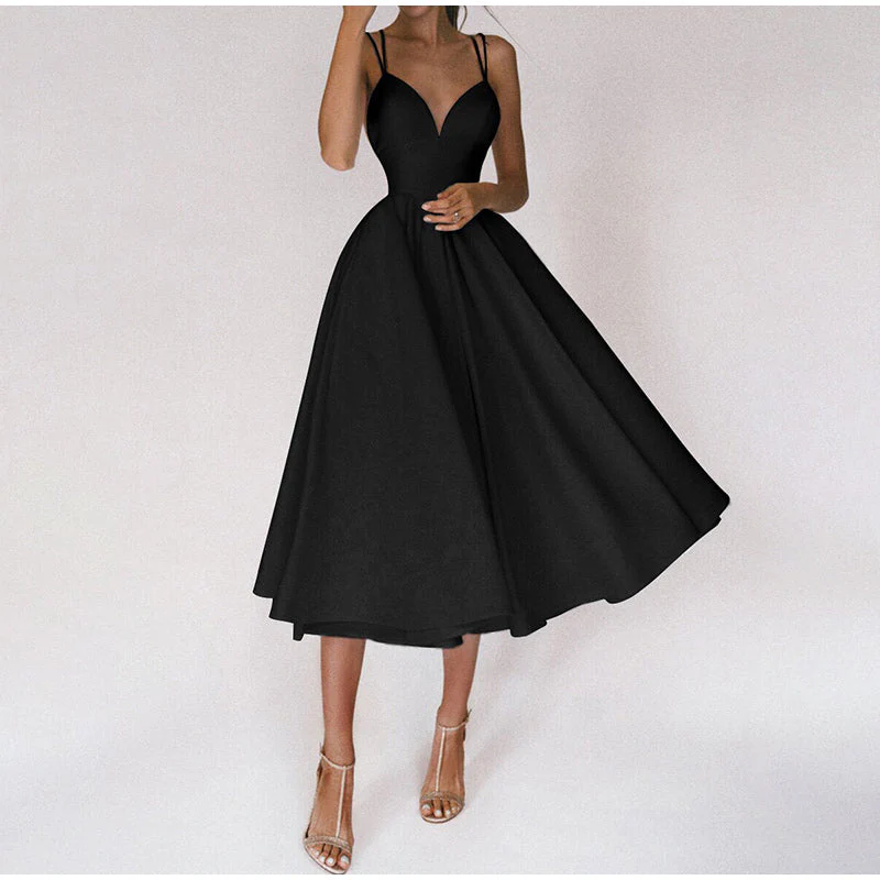Damen-Midiabendkleid mit V-Ausschnitt | sachliche Linienführung - Image 2