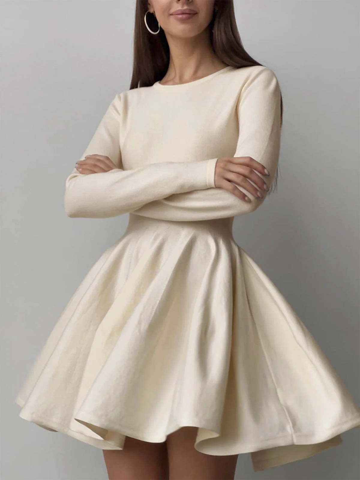 Damen Minikleid | Taillennahe Schnittführung lange Ärmel kurze Form - Image 11