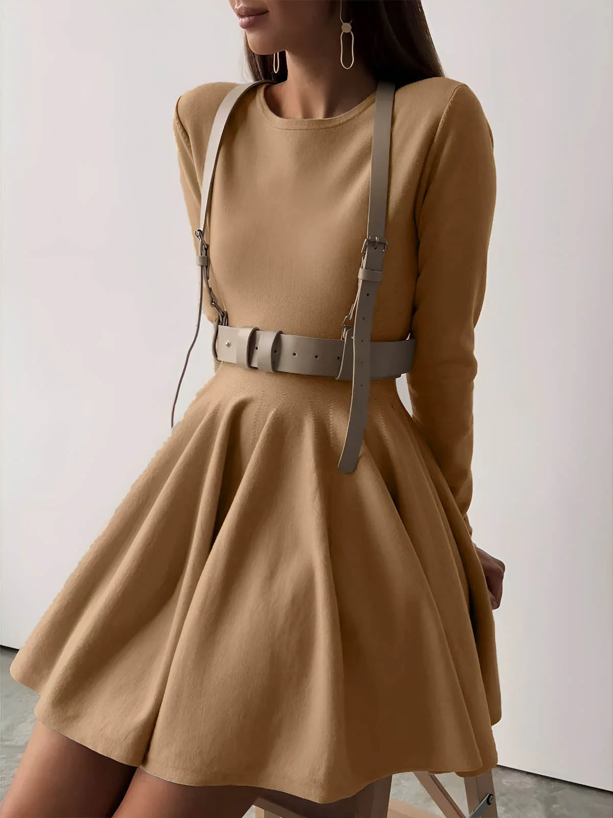 Damen Minikleid | Taillennahe Schnittführung lange Ärmel kurze Form - Image 12