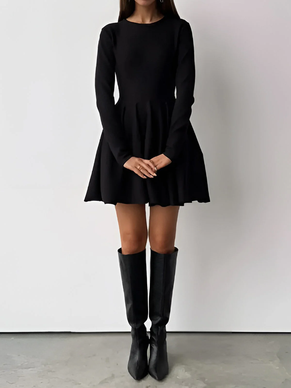 Damen Minikleid | Taillennahe Schnittführung lange Ärmel kurze Form - Image 13