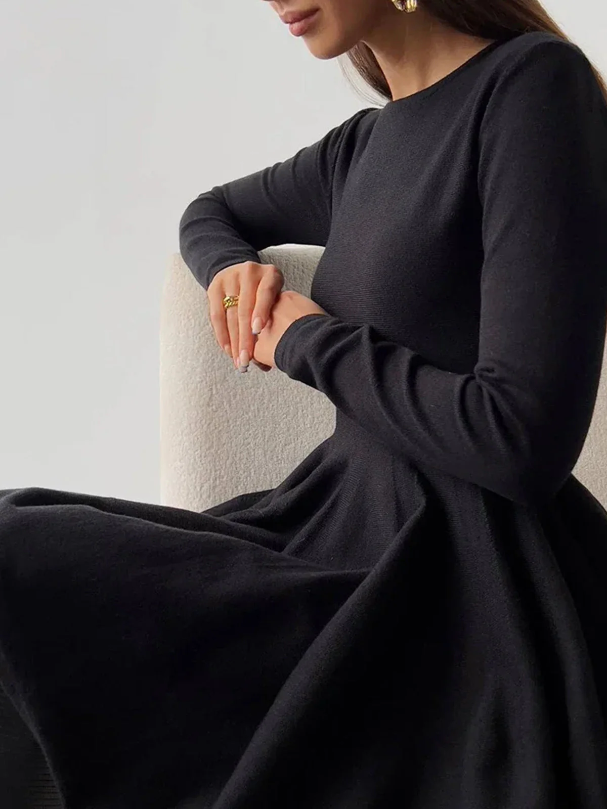 Damen Minikleid | Taillennahe Schnittführung lange Ärmel kurze Form - Image 7