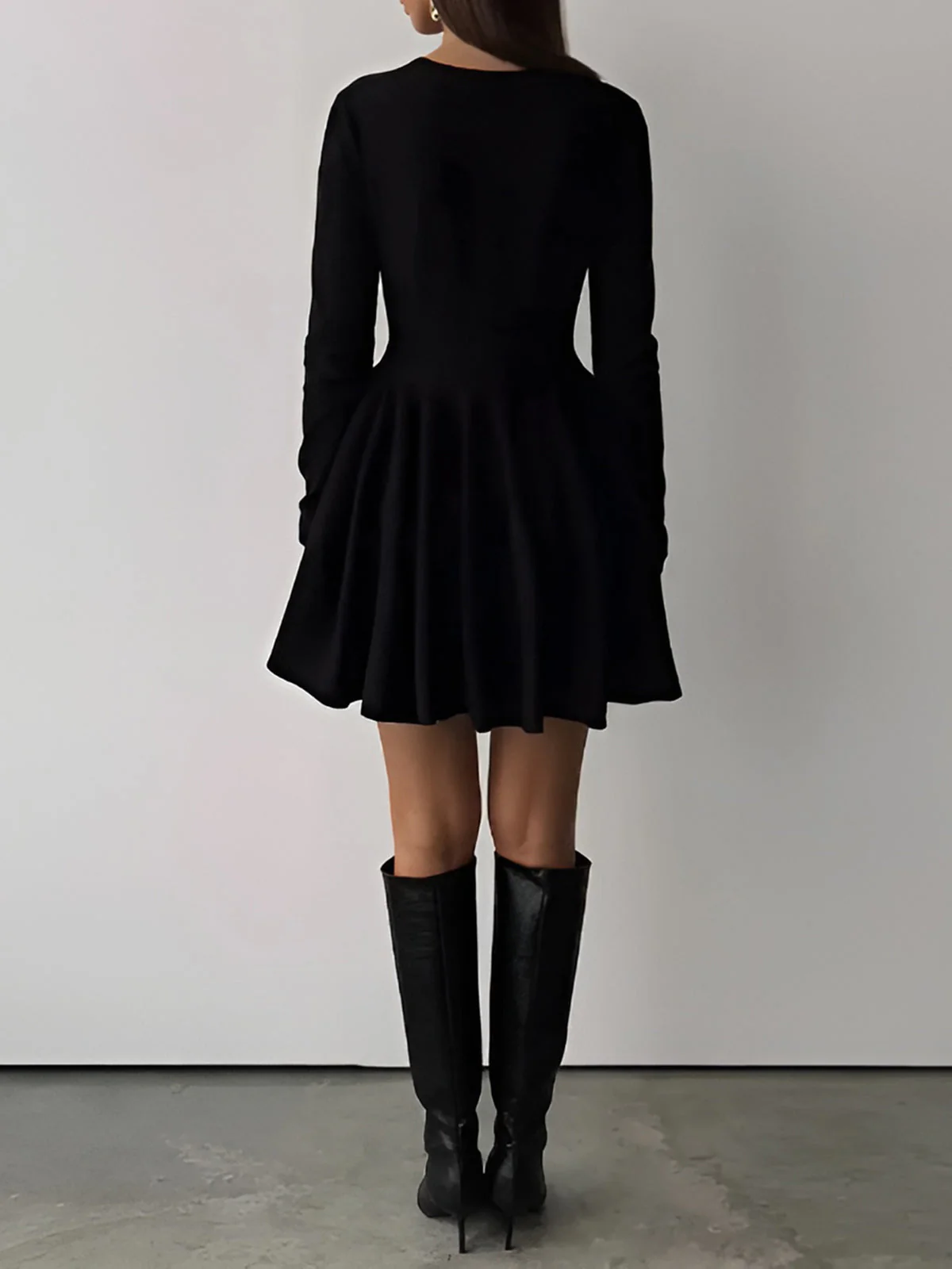 Damen Minikleid | Taillennahe Schnittführung lange Ärmel kurze Form - Image 8