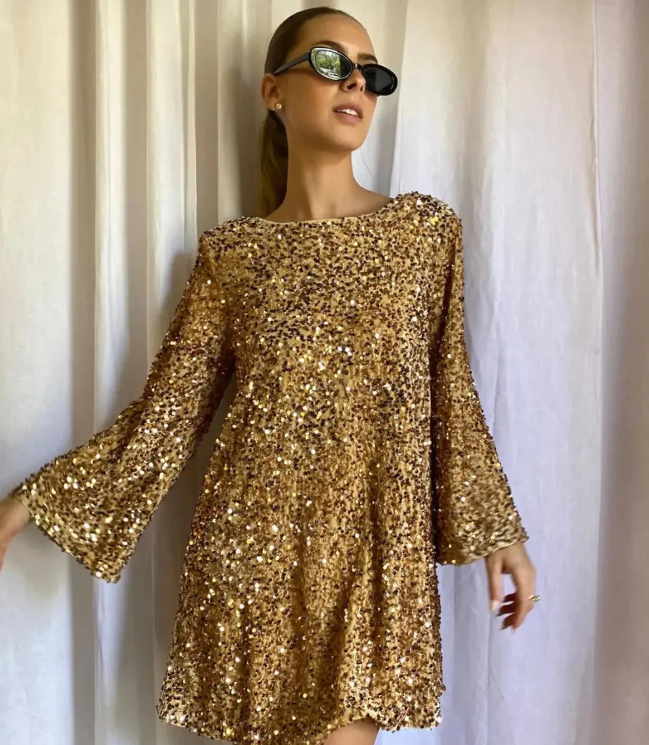 Damen Minikleid | Lange Ärmel schlichte Passform kurze Länge - Image 8