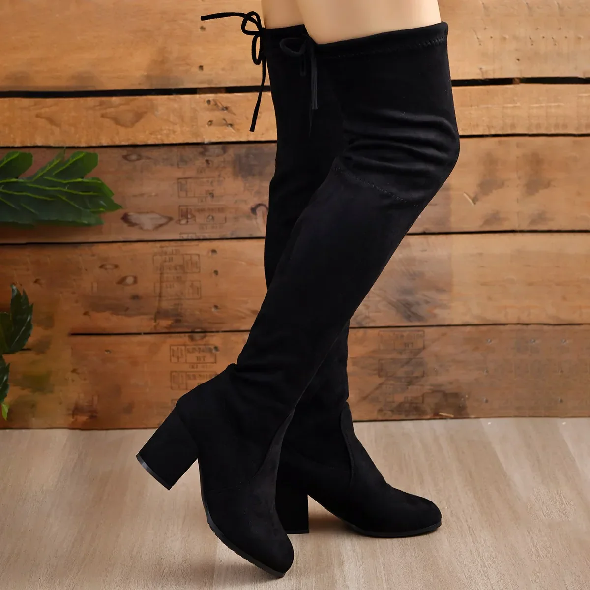 Damen-Overknee-Stiefel mit Blockabsatz | hohe schaftausführung - Image 3