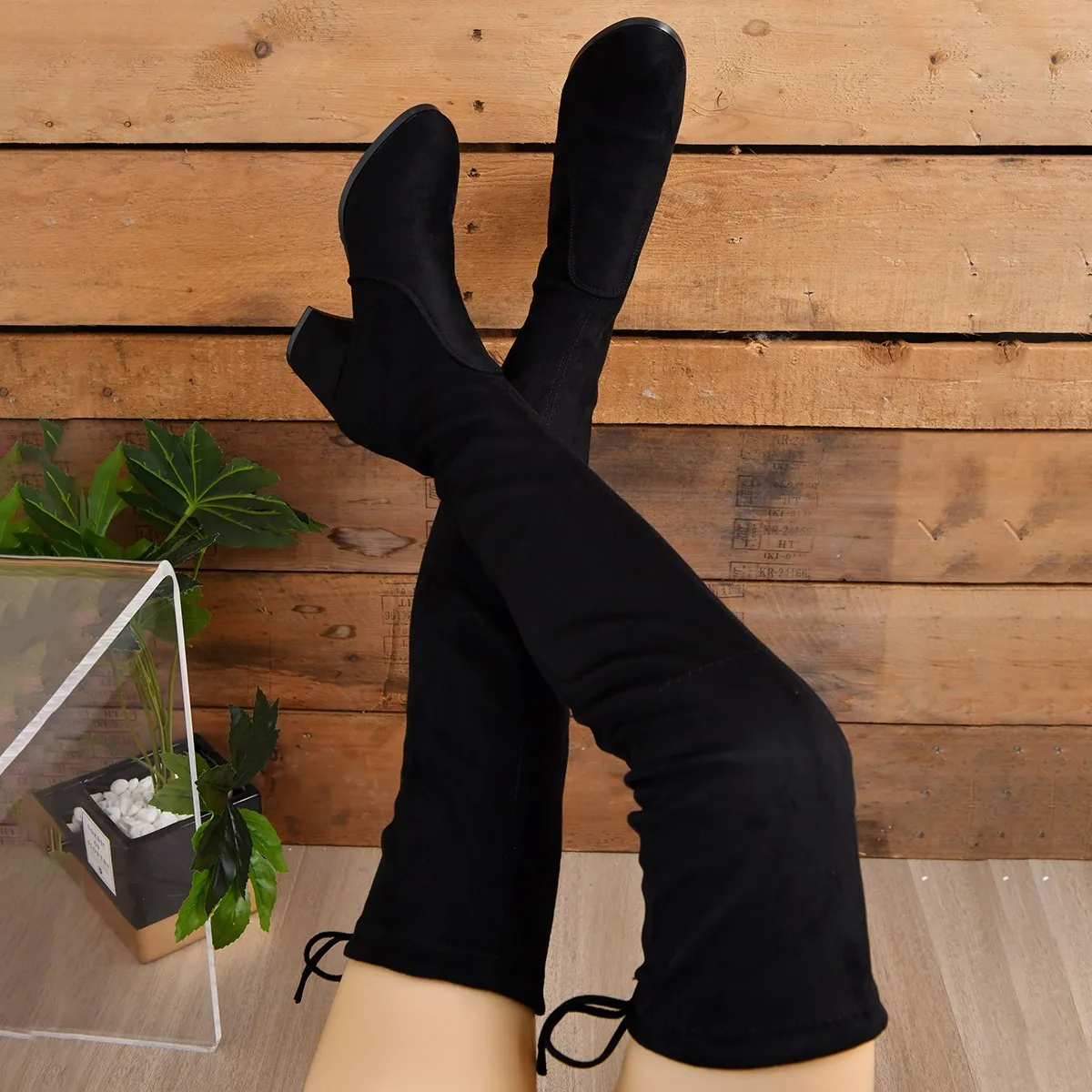 Damen-Overknee-Stiefel mit Blockabsatz | hohe schaftausführung - Image 4