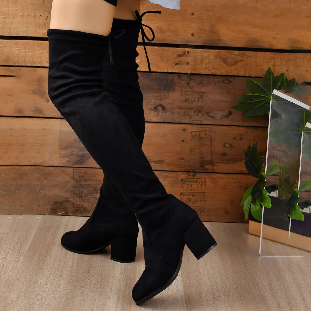 Damen-Overknee-Stiefel mit Blockabsatz | hohe schaftausführung - Image 5