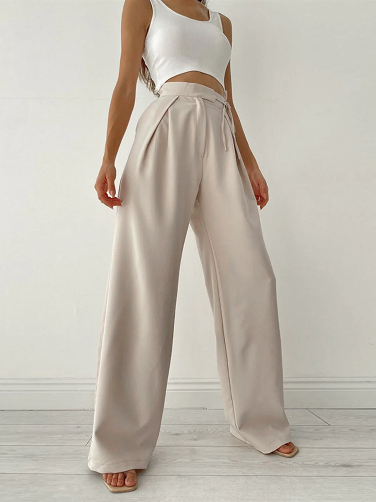 Damen Pantalon | Hohe Taille mit Schleifendetail und weitem Bein - Image 3