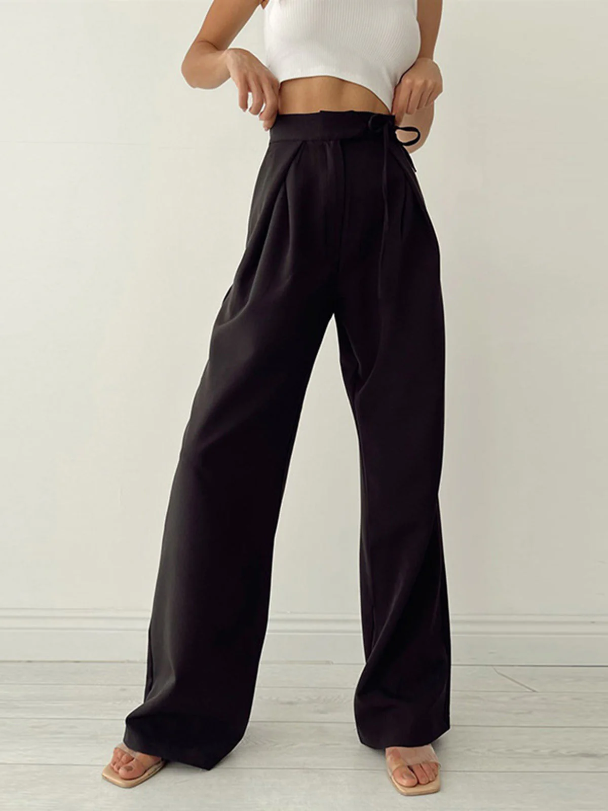 Damen Pantalon | Hohe Taille mit Schleifendetail und weitem Bein - Image 6