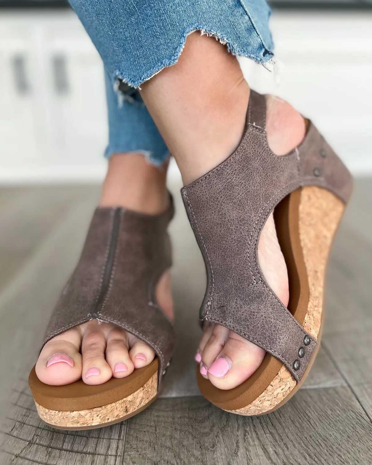 Damen Sandalen | Keilabsatz mit Plateau und Fersenriemen - Image 5