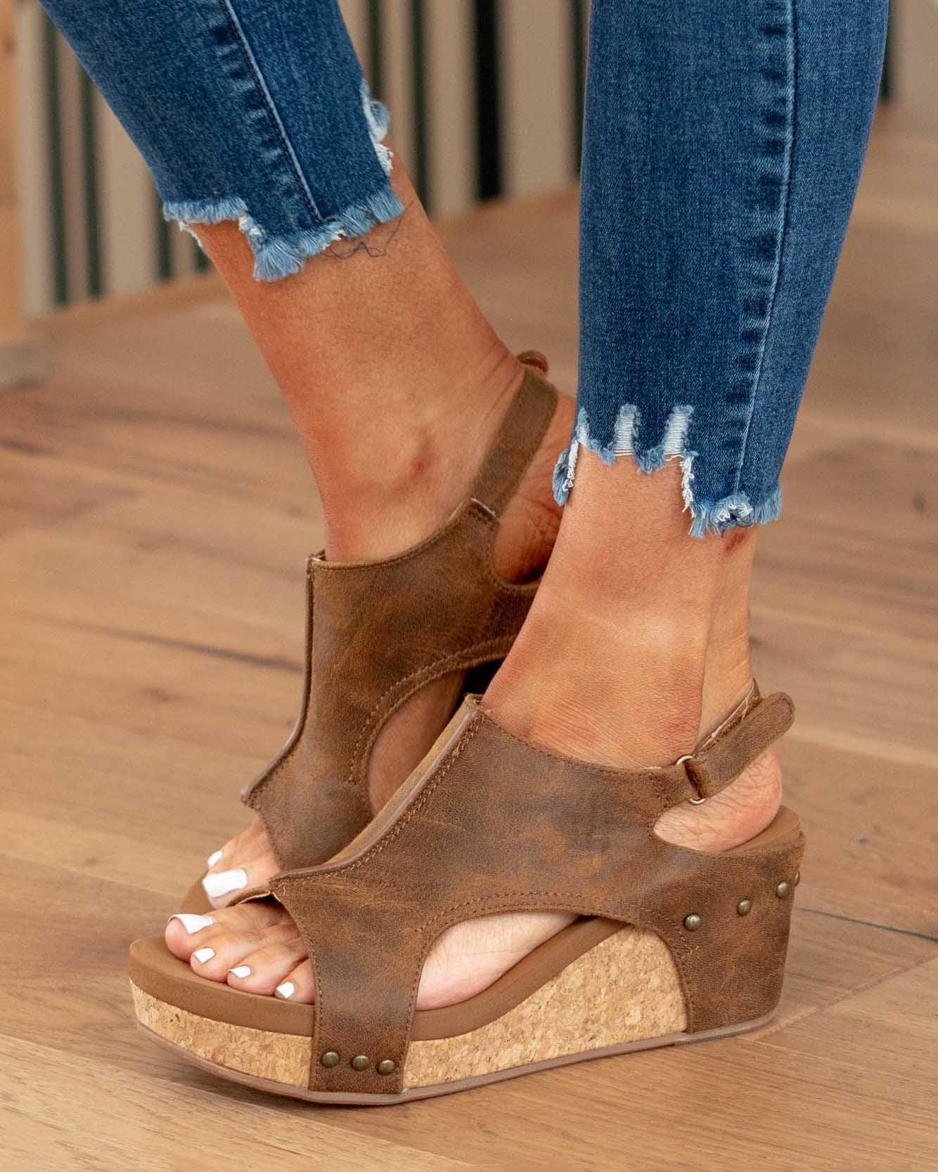 Damen Sandalen | Keilabsatz mit Plateau und Fersenriemen - Image 6