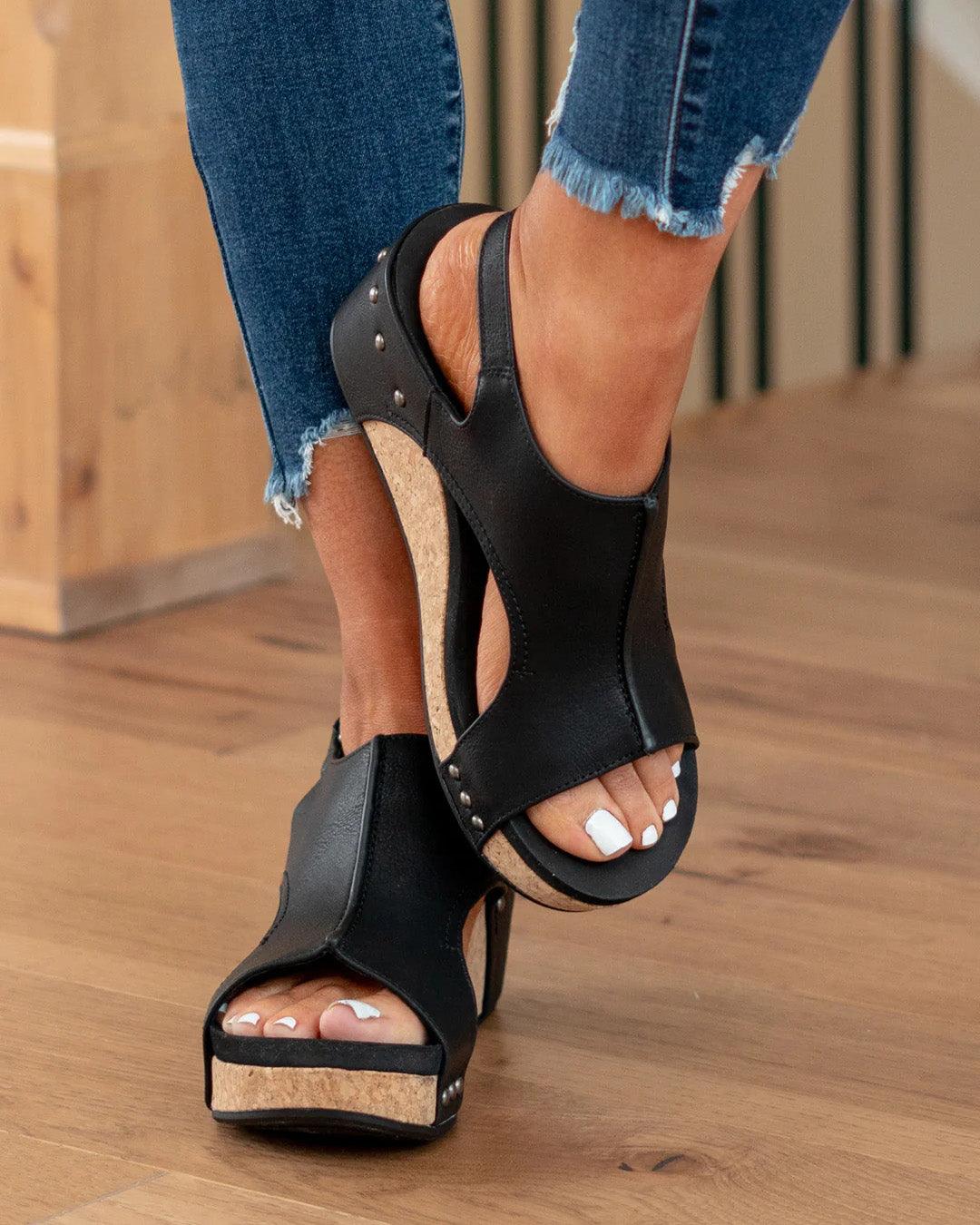 Damen Sandalen | Keilabsatz mit Plateau und Fersenriemen - Image 8