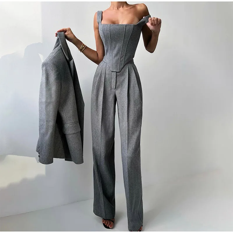 Damen Set | Blazer, Hose und Corset-Top im dreiteiligen Aufbau - Image 2