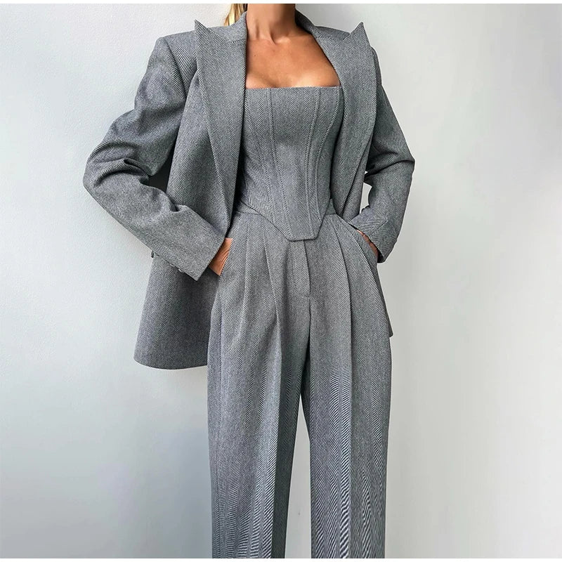 Damen Set | Blazer, Hose und Corset-Top im dreiteiligen Aufbau - Image 3