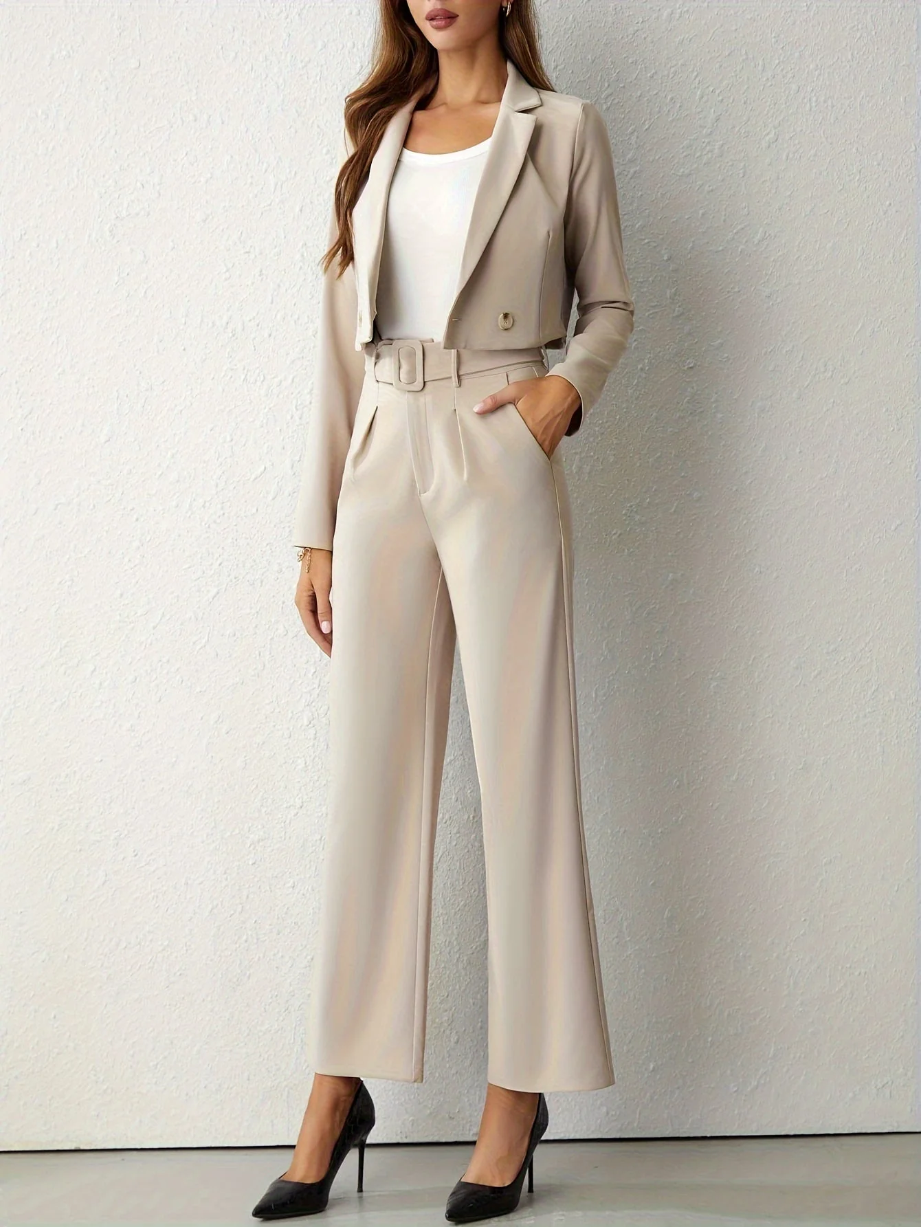 Damen Set | Zweiteilige Kombination mit Blazer und weiter Hose