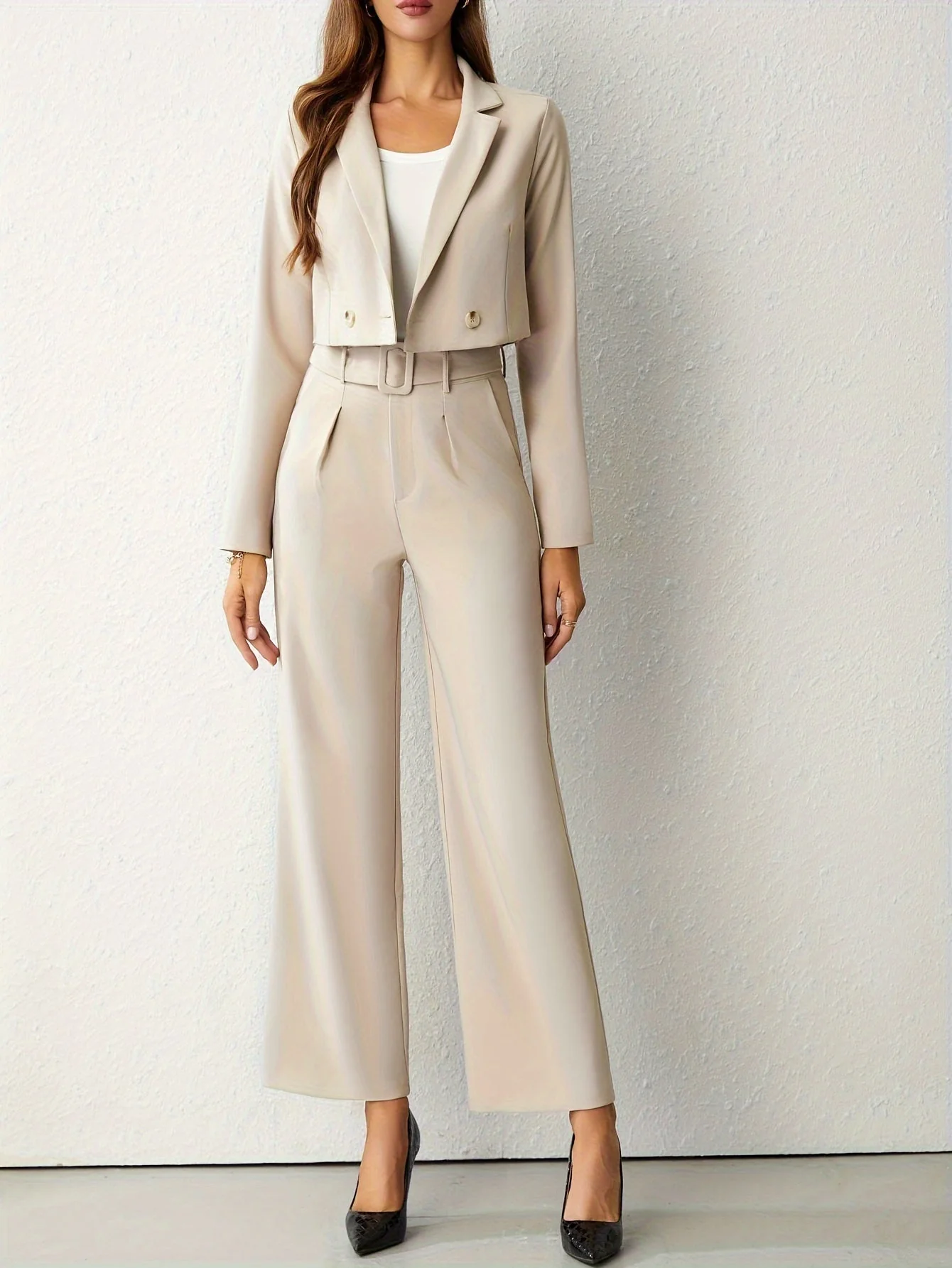 Damen Set | Zweiteilige Kombination mit Blazer und weiter Hose - Image 6