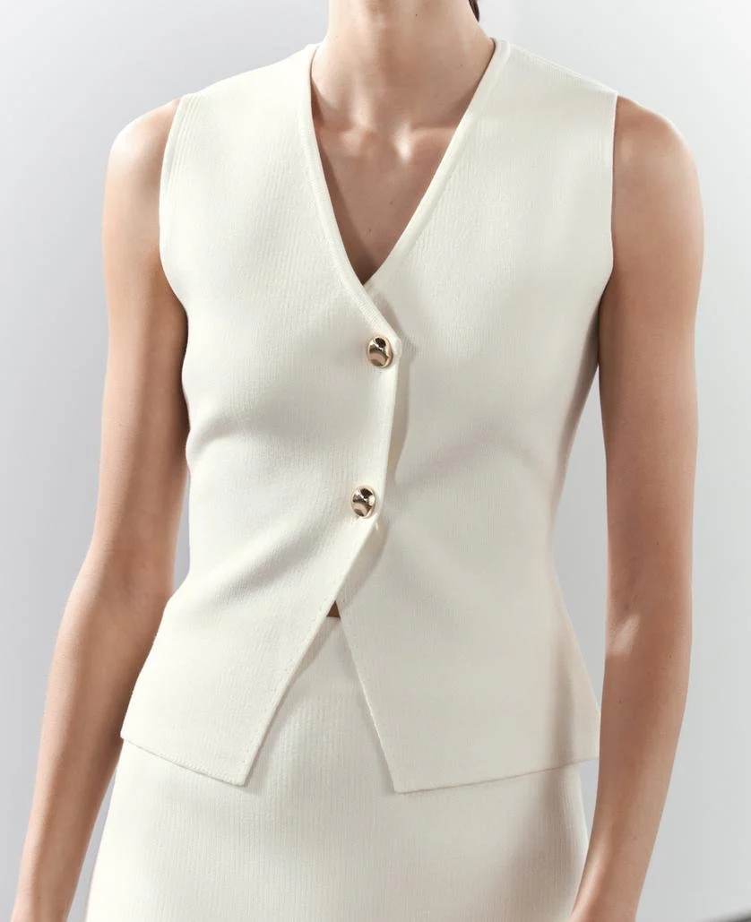 Damen Top | ärmellose Gilet-Form mit V-Ausschnitt - Image 3