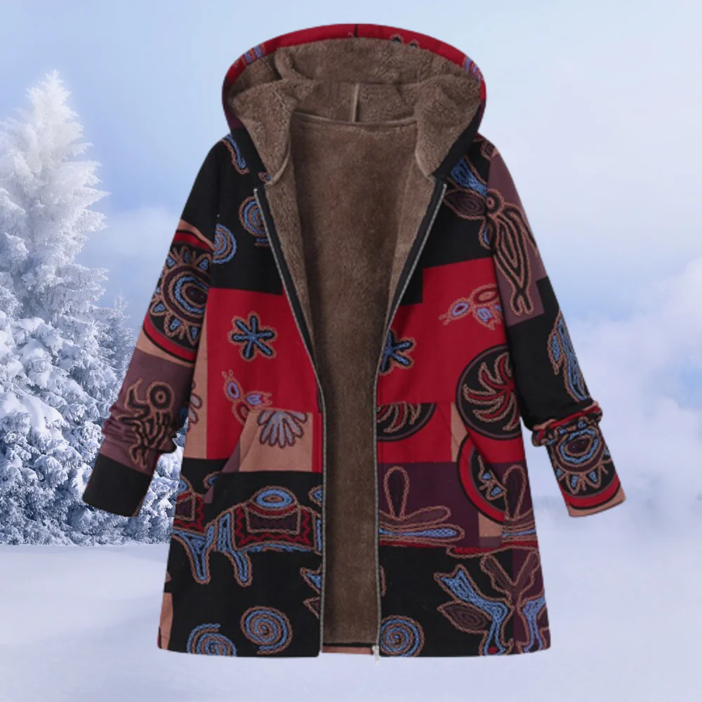 Damen-Winterjacke mit floralmuster | lange ausführung - Image 2