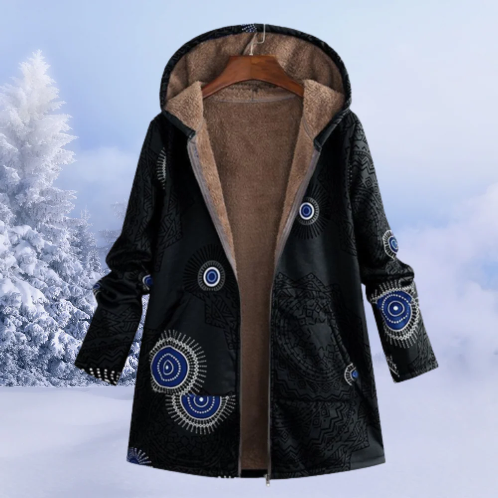 Damen-Winterjacke mit floralmuster | lange ausführung - Image 3