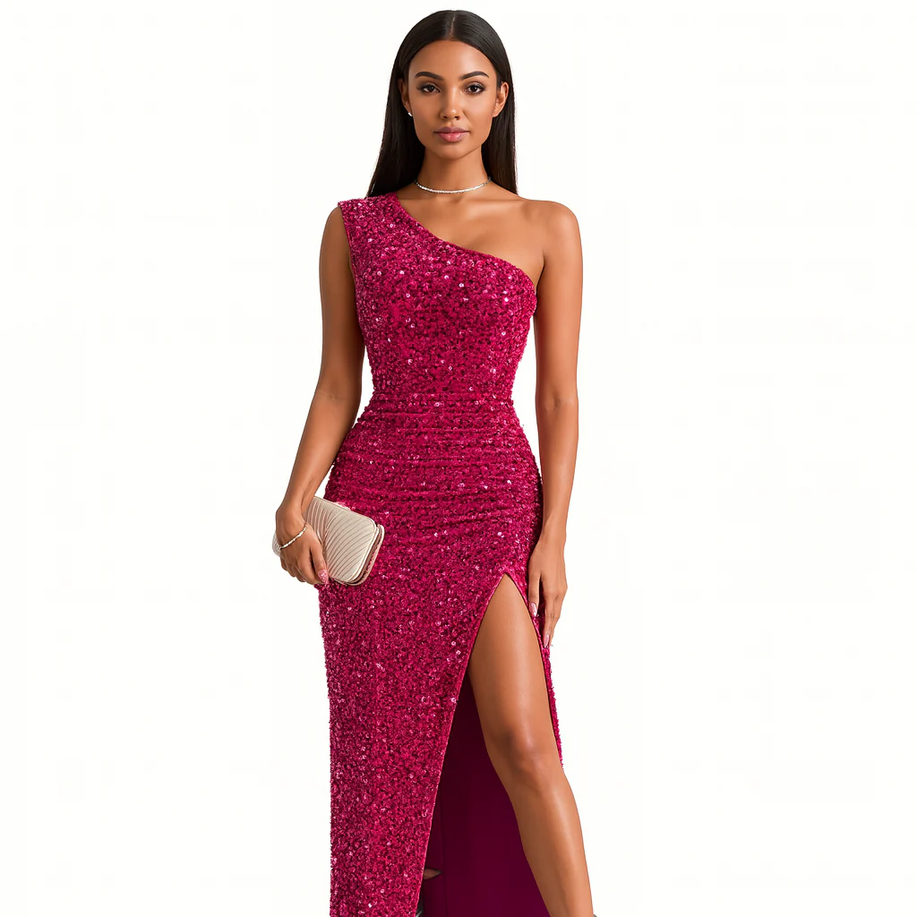 Damenkleid | Körperbetonte Passform asymmetrischer Ausschnitt - Image 27